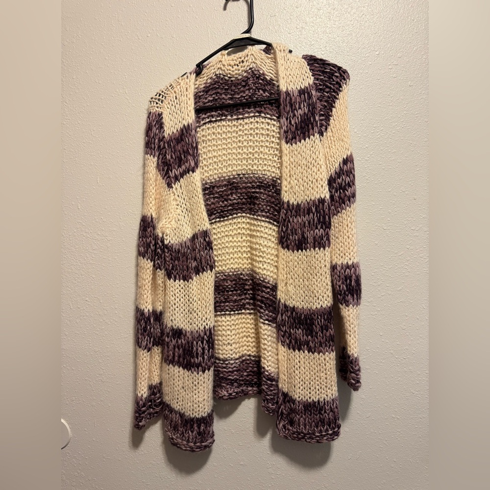 Hippie Laundry Cream and purple Striped Cardigan